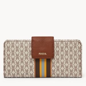 NWT Fossil Madison Tab Clutch Wallet Leather Trim